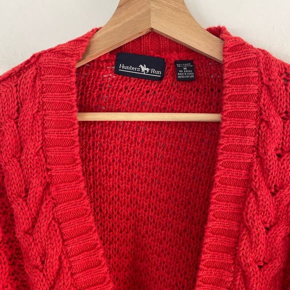 Vintage Hunter’s Run Red Cable Knit Cardigan - M - Picture 3 of 4